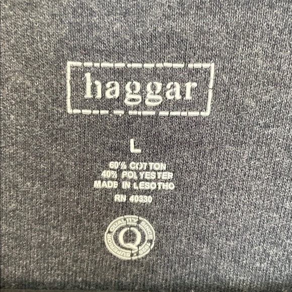 Haggar Men’s Long Sleeve Henley Ribbed Knit Gray Black Stripe Navy Shirt Size L - Picture 2 of 6